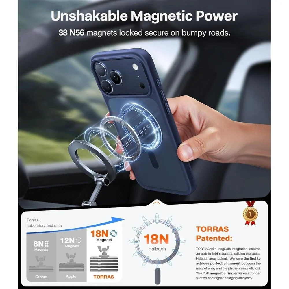 TORRAS Stronger Magnetic & Shockproof for iPhone 17 Pro Max Case, Fit for MagSaf